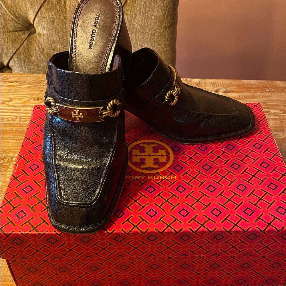 Tory Burch Black Perrine Mule (Women) Leather Slip-On Shoes